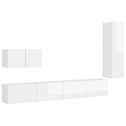 vidaXL Ensemble de meuble TV 4 pcs Blanc brillant Bois d'ingénierie