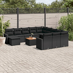 Maison Chic Salon de jardin avec coussins 13 pcs, Ensemble Tables et chaises de jardin, noir résine tressée -GKD992563