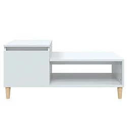 Maison Chic Table basse,Table Console Table d'appoint, Table pour salon Blanc brillant 100x50x45 cm Bois d'ingénierie -MN57472 pas cher