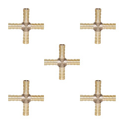 Avis 5 pcs croix tuyau barb 4 voies en laiton barbelé raccords adaptateur de raccord 8mm