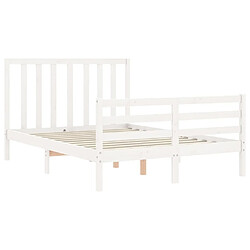 Maison Chic Cadre/structure de lit avec tête de lit pour adulte - Lit Moderne Chambre blanc petit double bois massif -MN12594 pas cher