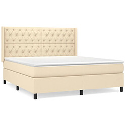 vidaXL Sommier à lattes de lit avec matelas Crème 160x200 cm Tissu