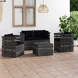 Maison Chic Salon palette de jardin 5 pcs avec coussins,Table et Chaises d'extérieur,Mobilier de jardin Bois de pin massif -MN98573