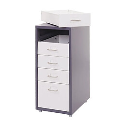 Mendler Caisson à roulettes Boston T851, armoire à tiroirs armoire en acier, 69x28x41cm 5 tiroirs ~ gris foncé blanc