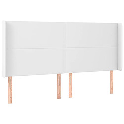 Maison Chic Tête de lit scandinave avec oreilles,meuble de chambre Blanc 183x23x118/128 cm Similicuir -MN30229