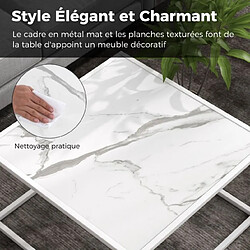 Acheter Helloshop26 Table basse carrée moderne avec dessus de table en faux marbre et structure en acier blanc 20_0009323