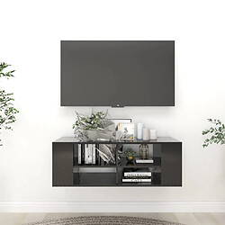 vidaXL Meuble TV mural Noir brillant 102x35x35 cm Bois d’ingénierie