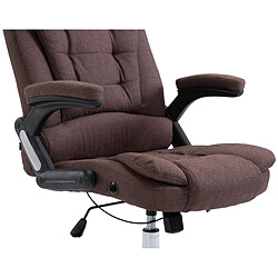 Decoshop26 Fauteuil de bureau XXL sur roulettes confortablement rembourrés avec accoudoirs en tissu marron et métal chromé 10_0002662 pas cher