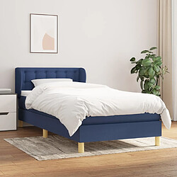 Maison Chic Structures de lit + matelas,Lit à sommier tapissier avec matelas Bleu 90x190 cm Tissu -MN55178