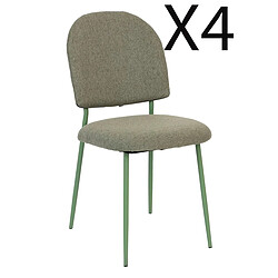 Pegane Lot de 4 chaises en Polyester coloris vert cèdre et pieds en acier -Longueur 43 x Profondeur 57 x Hauteur 84 cm 