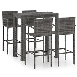 Maison Chic Jeu de bar de jardin 5 pcs avec accoudoirs,Mobilier d'extérieur Résine tressée Gris -GKD976830