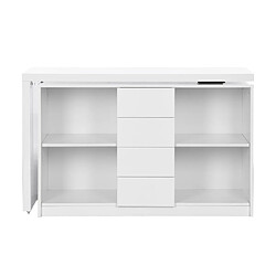 Vente-Unique Bureau extensible avec plateau pivotant 360° - MDF - Blanc laqué - PAVELO pas cher