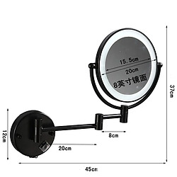 Universal Miroir de toilette 8 pouces latéral 3x/1x loupe murale miroir LED miroir de maquillage pliant miroir de maquillage cadeau de madame | miroir de bain