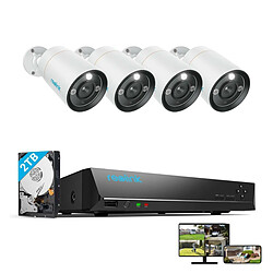 Reolink Kit Vidéo Surveillance avec 12MP 4X Bullet Caméra IP PoE et 8CH 2To NVR, Détection Personne/Véhicule, Vision Nocturne 30m avec Audio 