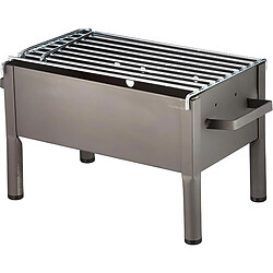 Visiodirect Barbecue de Table en Zinc coloris Gris - 34 x 23 x 21 cm