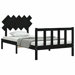 Acheter Maison Chic Lit adulte - Cadre de lit et tête de lit,Structure du lit Contemporain pour chambre noir 100x200 cm bois massif -MN80713