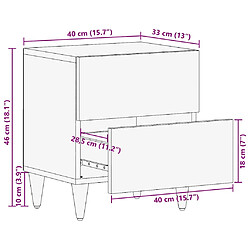 vidaXL Table de chevet gris clair 40x33x46 cm bois de manguier solide pas cher