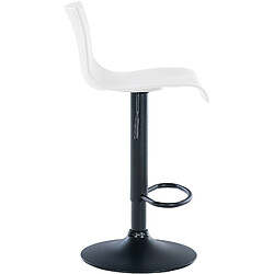 Decoshop26 Tabouret de bar x1 design simple avec repose-pieds en plastique blanc pieds en métal noir 10_0004553 pas cher