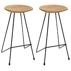 vidaXL Tabourets de bar lot de 2 bois de teck massif