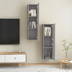 Maison Chic Lot de 2 Meubles TV muraux Banc TV suspendus pour salon Sonoma gris 30,5x30x110 cm -MN18899 pas cher