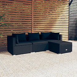 Maison Chic Salon de jardin 4 pcs + coussins - Mobilier/Meubles de jardin - Table et chaises d'extérieur Résine tressée Noir -MN72244