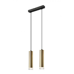 Lumière Suspension Diego Verre,métal Or 2 ampoules 99cm