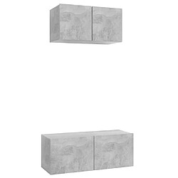 Maison Chic Ensemble de meubles TV 2 pcs | Banc TV Moderne pour salon | Meuble de Rangement - Gris béton Aggloméré -MN94932