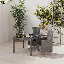 Maison Chic Mobilier à dîner 3 pcs de jardin - Ensemble table et chaises d'extérieur - Salon/Mobilier de jardin classique et coussins Résine tressée Gris -MN62840