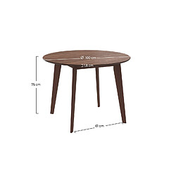 Rendez Vous Deco Table ronde Réno 4 personnes en bois foncé D100 cm