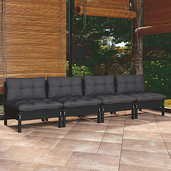 Maison Chic Canapé 4 places de jardin et coussins | Canapé d'extérieur | Fauteuil,Banquette Jardin anthracite Bois de pin -MN73994