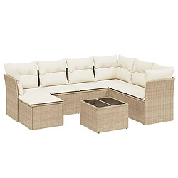 vidaXL Salon de jardin avec coussins 8 pcs beige résine tressée