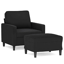 vidaXL Fauteuil avec repose-pied Noir 60 cm Velours