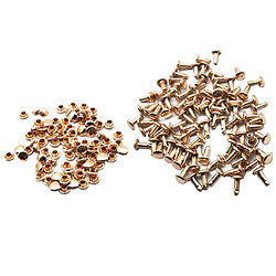 100 Sets Double Caps Studs Rivets pour Sacs Chaussures Cuir 6x8mm Or Clair