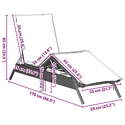 vidaXL Chaises longues avec coussins lot de 2 gris résine tressée pas cher