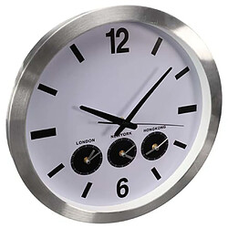 Avis Perel Horloge murale trois fuseaux horaires 45,5 cm Blanc et argenté