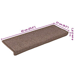 vidaXL Tapis d'escalier 15 pcs 65x21x4 cm Marron pas cher