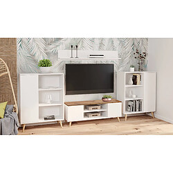 Acheter Alter Meuble TV avec 2 portes et 1 étagère centrale, Buffet avec pieds, Buffet de salon style scandinave, cm 155x40h49, Couleur Blanc et plateau couleur Érable