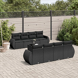 Maison Chic Salon de jardin 9 pcs avec coussins | Ensemble de Table et chaises | Mobilier d'Extérieur noir résine tressée -GKD73732