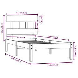 vidaXL Cadre de lit sans matelas 90x190 cm bois massif pas cher