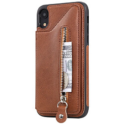 Wewoo Housse Coque Pour étui de protection antichoc à double boucle de couleur unie iphone xr marron