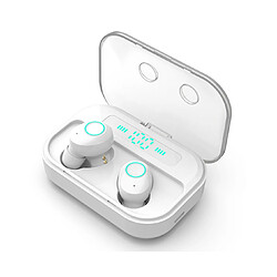 YP Select Smart Bluetooth Headset 5.0 True Wireless Dual In-Ear avec LED Digital Sports Casque étanche-Blanc