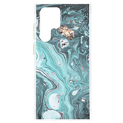 Coque en TPU + acrylique anti-rayures, antichoc, motif marbre émaillé vert pour votre Samsung Galaxy S22 Ultra 5G