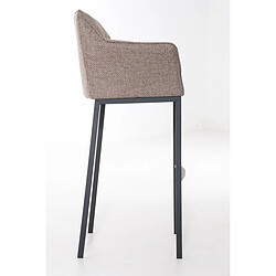 Avis Decoshop26 Tabouret de bar chaise haute de comptoir couture carrées assise en tissu marron clair 4 pieds stables en métal noir 10_0004705