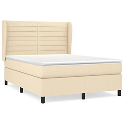 vidaXL Sommier à lattes de lit avec matelas Crème 140x200 cm Tissu