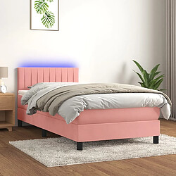 Sommier à lattes et LED,Cadre à lattes de lit avec matelas pour Adulte Rose 90x190 cm -MN98739