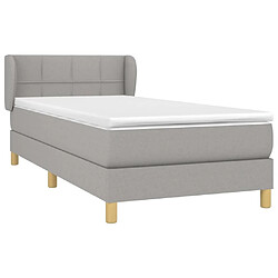 Avis Maison Chic Lit Adulte - Lit simple Lit à sommier tapissier et matelas moelleux - Meuble de Chambre - Gris clair 90x190 cm Tissu -MN38505