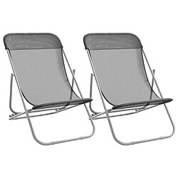 vidaXL Chaises plage pliantes lot de 2 textilène acier enduit poudre