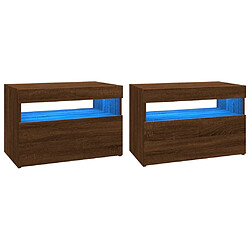 Maison Chic Meubles TV 2 pcs avec lumières LED pour salon Chêne marron 60x35x40 cm -MN33452