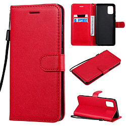 Etui en PU couleur unie avec support rouge pour votre Samsung Galaxy A51