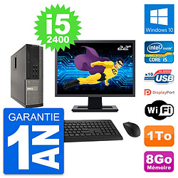 PC Dell 990 SFF Ecran 22" Intel i5-2400 RAM 8Go Disque Dur 1To Windows 10 Wifi - Occasion